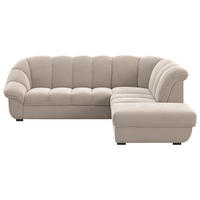 ECKSOFA Naturfarben Chenille Bettkasten, Schlaffunktion, Rücken echt  - Schwarz/Naturfarben, KONVENTIONELL, Kunststoff/Textil (260/88/222cm) - Welnova