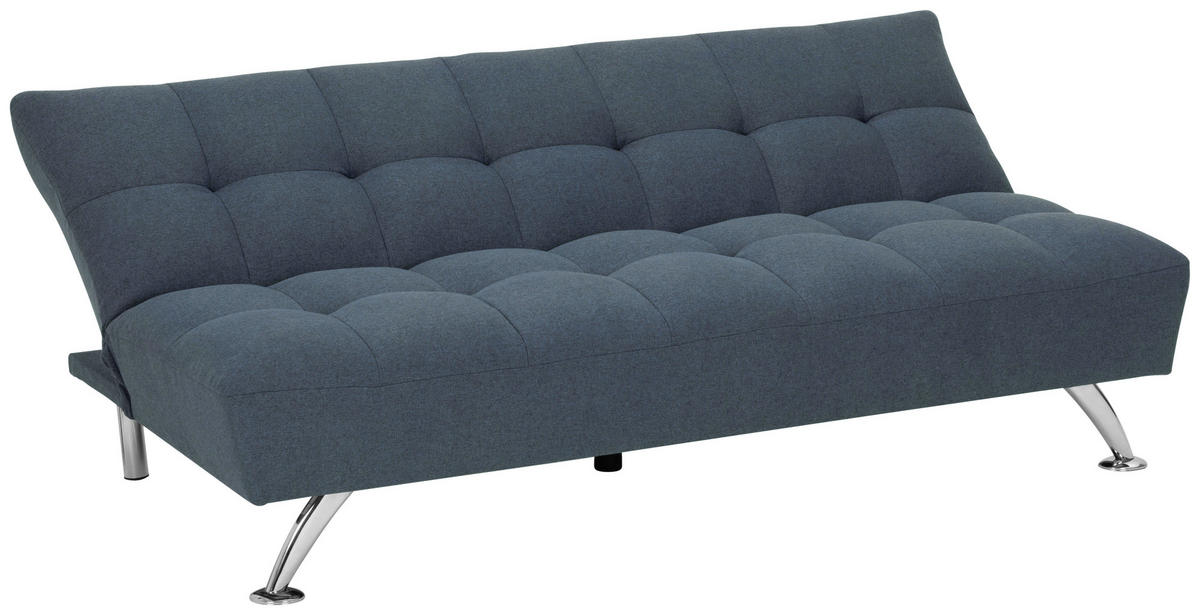 SCHLAFSOFA Leinenoptik Blau  - Blau/Silberfarben, Basics, Textil/Metall (195/90/98cm) - MID.YOU