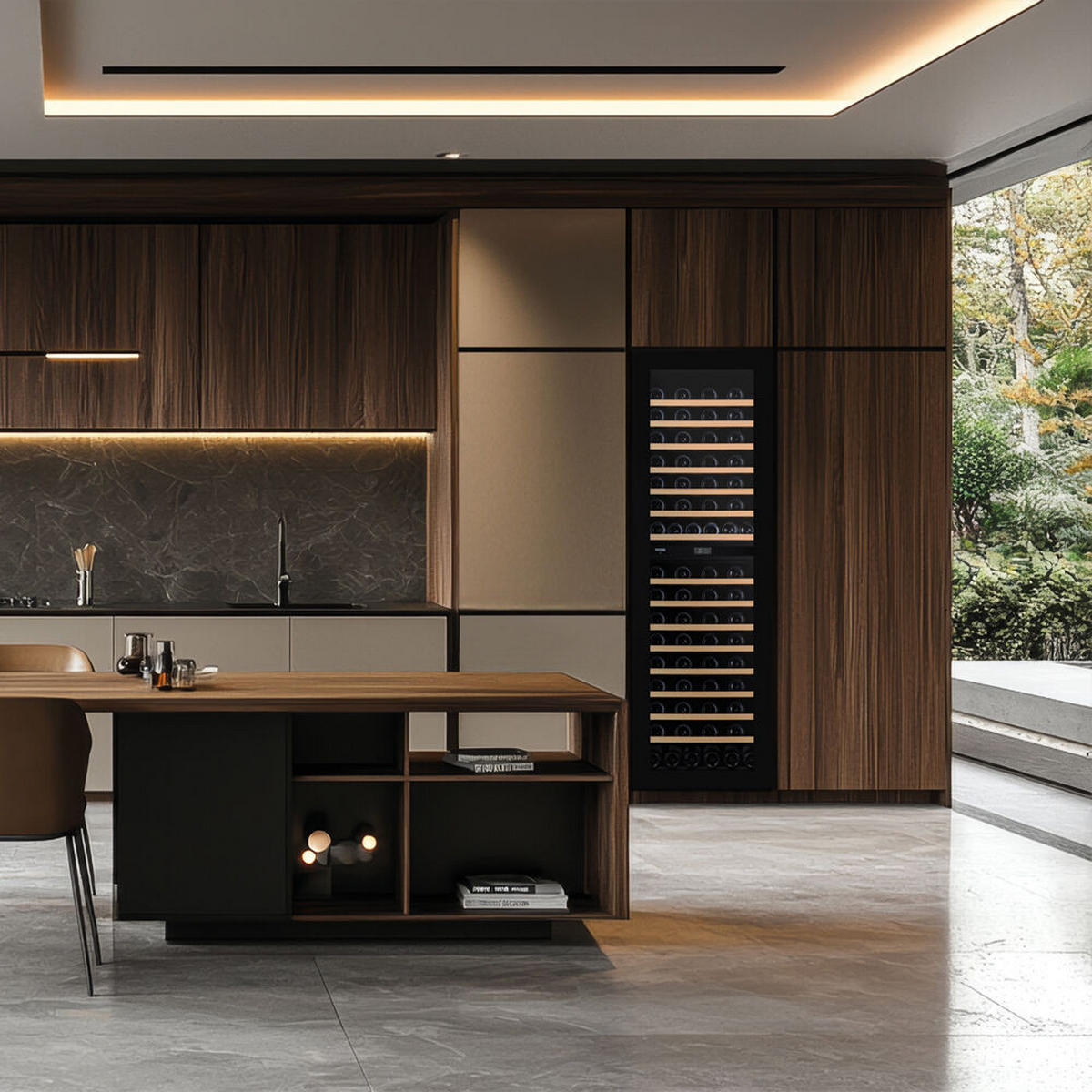 WEINKÜHLSCHRANK DVN-109.291DB.TO  - Schwarz, Basics, Glas/Holz (59/178/57cm)