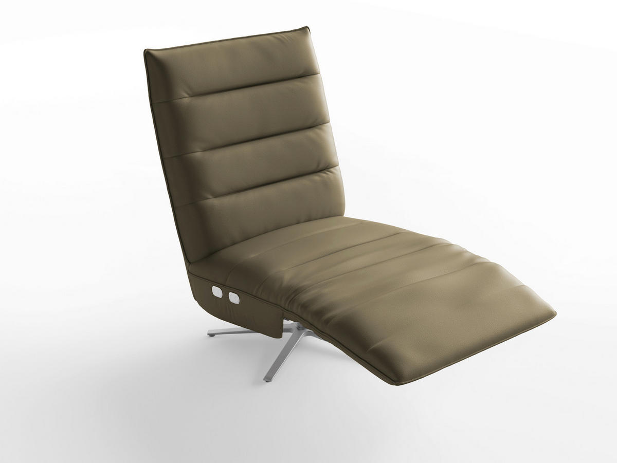 RELAXSESSEL Leder Olivgrün  - Silberfarben/Olivgrün, Basics, Leder/Metall (80/109/98cm) - Sit & More