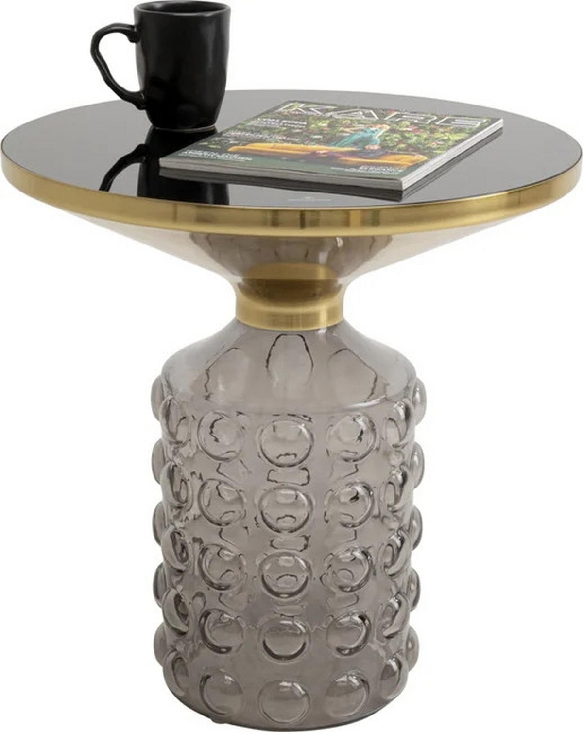 BEISTELLTISCH 50/50/52 cm Grau, Goldfarben rund  - Goldfarben/Grau, Design, Glas/Metall (50/50/52cm) - Kare-Design