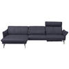 ECKSOFA Blau, Grau Lederlook Sitztiefenverstellung, Armteilverstellung  - Blau/Anthrazit, Design, Textil/Metall (174/330cm) - Himolla