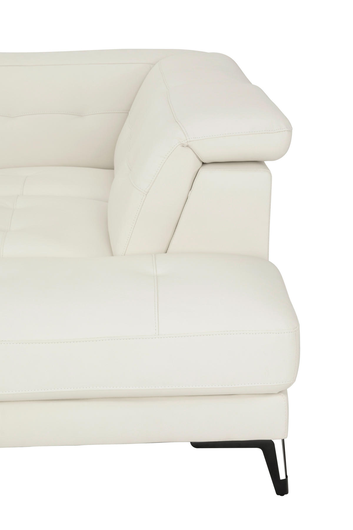 ECKSOFA Weiß Echtleder  - Schwarz/Weiß, MODERN, Leder/Metall (287/224cm) - MID.YOU