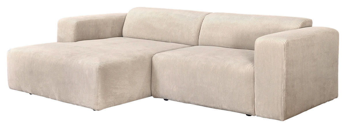 ECKSOFA in Cord Creme  - noir/crème, Design, textile/matière synthétique (175/298cm) - P & B
