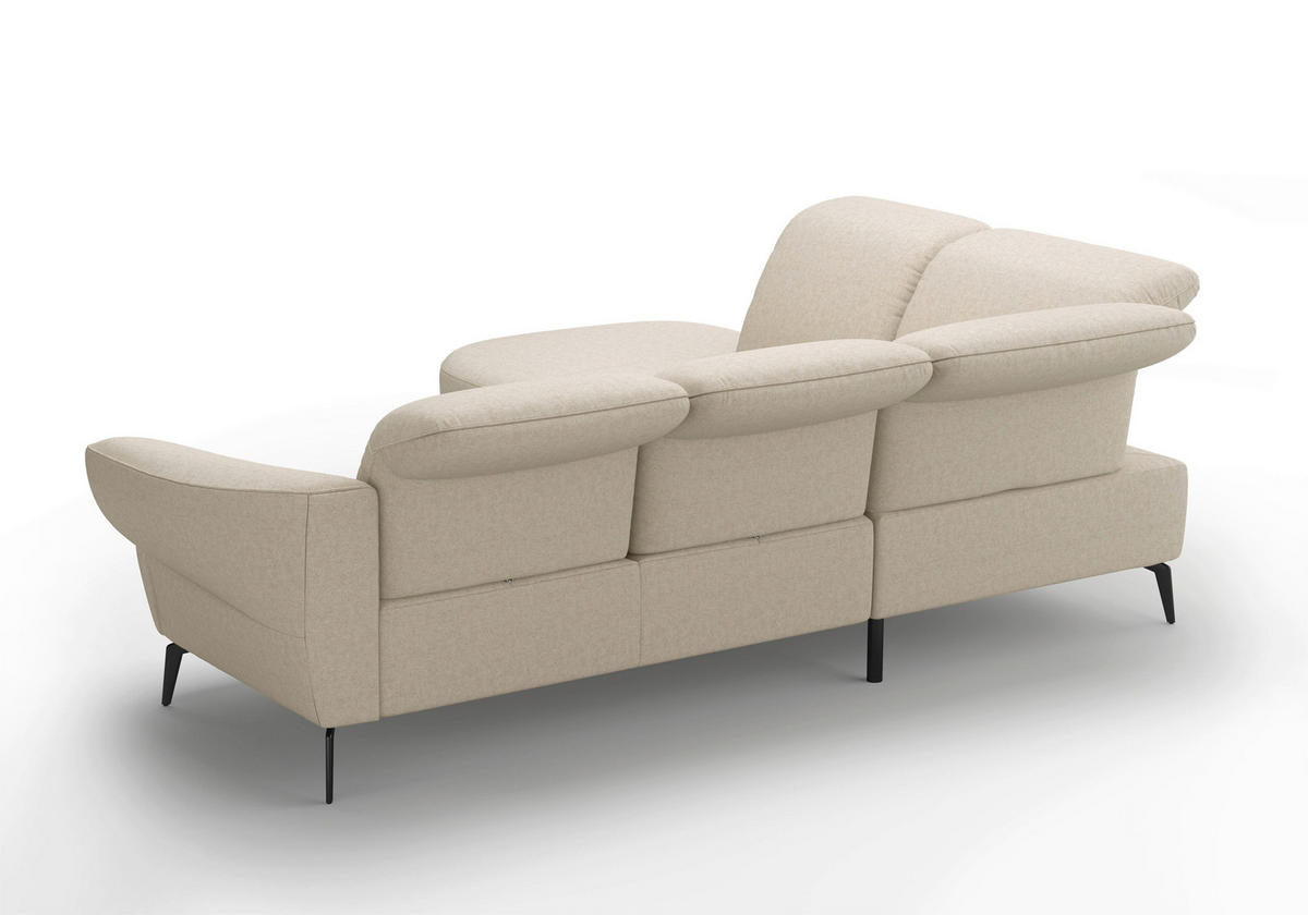 ECKSOFA in Flachgewebe Creme  - Creme/Schwarz, Modern, Textil/Metall (270/302cm) - Sit & More