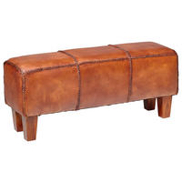 SITZBANK in Holz, Leder Braun, Teakfarben  - Braun/Teakfarben, Lifestyle, Leder/Holz (110/45/35cm) - Landscape