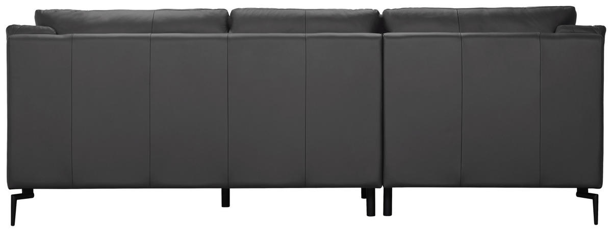 ECKSOFA Grau Echtleder  - Schwarz/Grau, Design, Leder (158/248cm) - MID.YOU