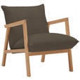 SESSEL in Webstoff Dunkelgrün  - Dunkelgrün/Eichefarben, Design, Holz/Textil (65/80/85cm) - Carryhome