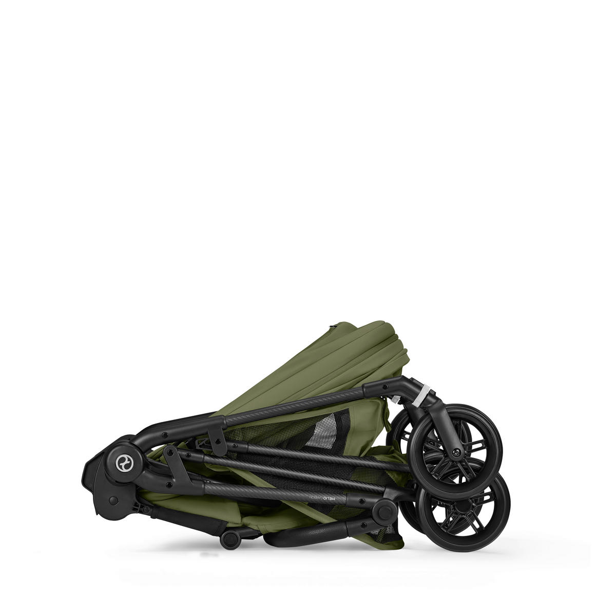 KINDERWAGEN  Melio Carbon  Moss Green  - Khaki/Schwarz, Basics, Textil/Metall (82-91/49/96,5 - 107cm) - cybex GOLD