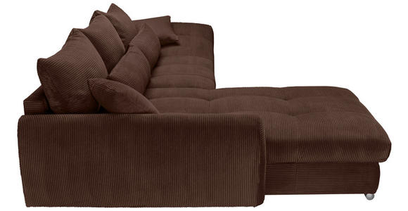 ECKSOFA Dunkelbraun Cord Zierkissen, Rückenkissen, Rücken echt  - Chromfarben/Dunkelbraun, KONVENTIONELL, Textil/Metall (225/335cm) - Carryhome