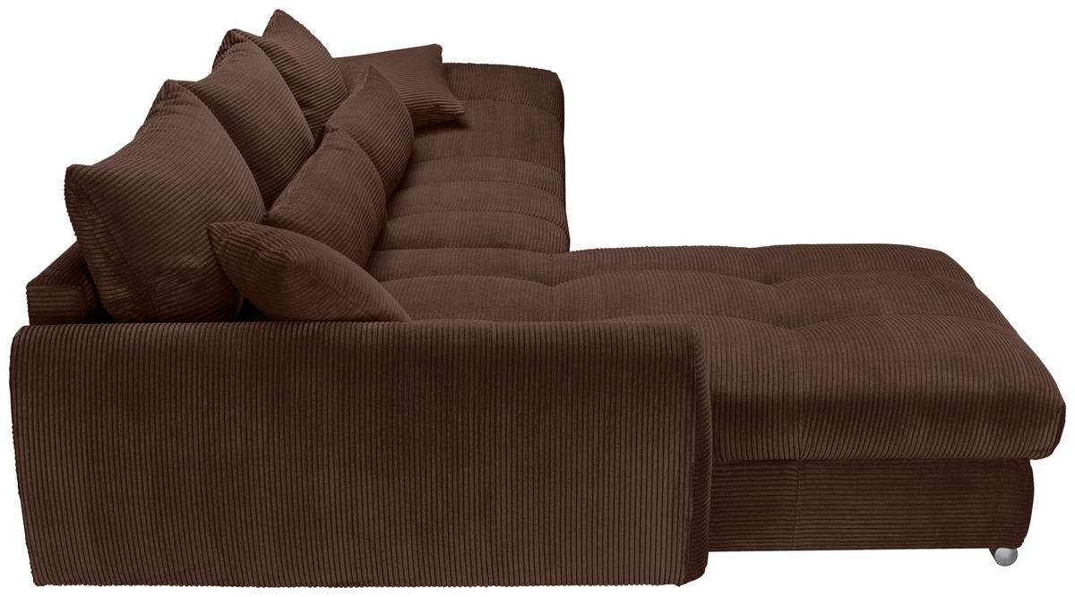 ECKSOFA Dunkelbraun Cord  - Chromfarben/Dunkelbraun, KONVENTIONELL, Textil/Metall (225/335cm) - Carryhome