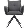 ARMLEHNSTUHL  Stoffauswahl, Sitzfläche 360° drehbar Cord  - Anthrazit/Schwarz, Design, Textil/Metall (63,5/85/63,5cm) - Novel