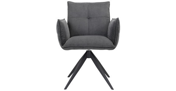 ARMLEHNSTUHL  Stoffauswahl, Sitzfläche 360° drehbar Cord  - Anthrazit/Schwarz, Design, Textil/Metall (63,5/85/63,5cm) - Novel