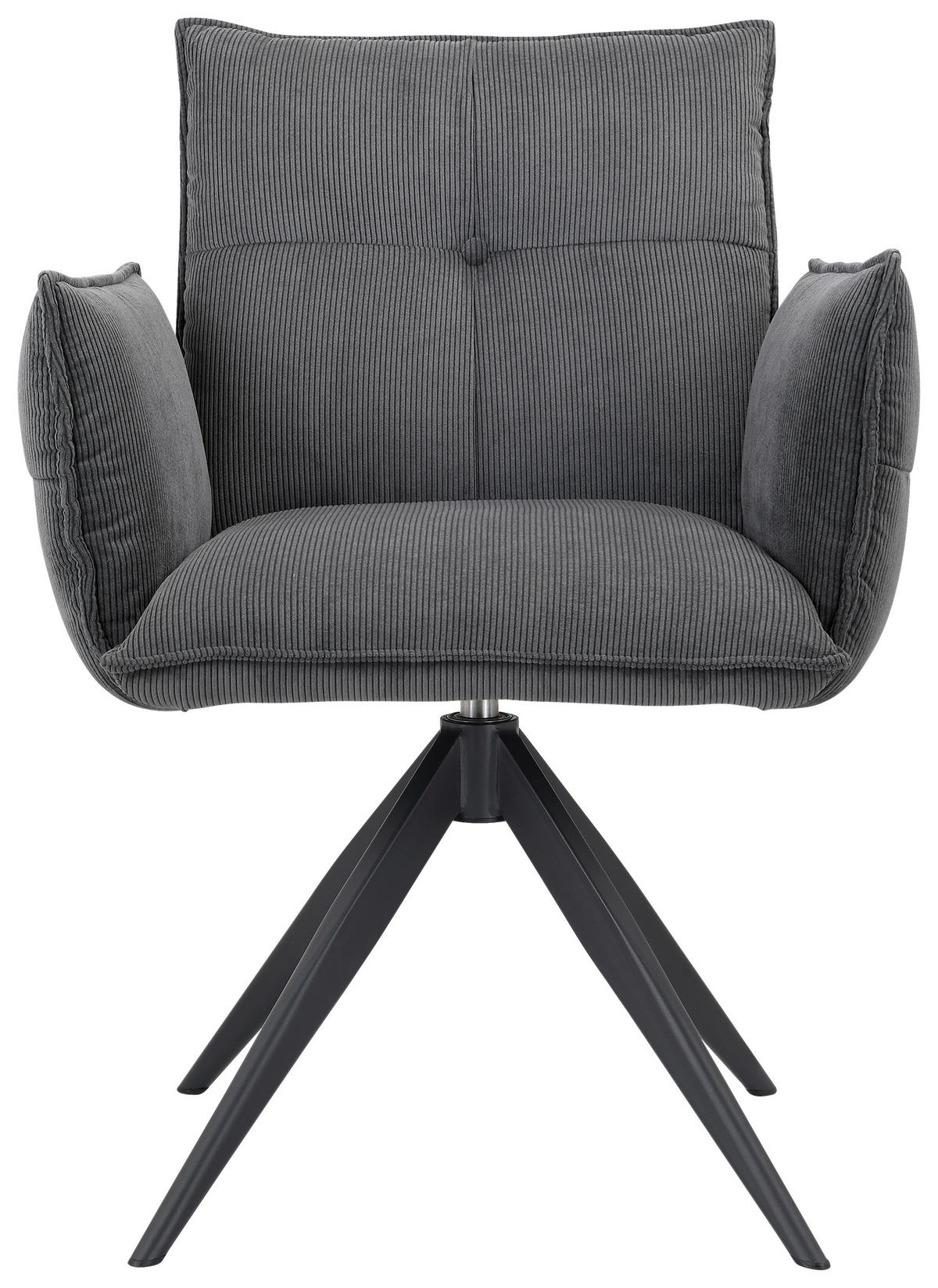 ARMLEHNSTUHL  in Eisen Cord  - Anthrazit/Schwarz, Design, Textil/Metall (63,5/85/63,5cm) - Novel