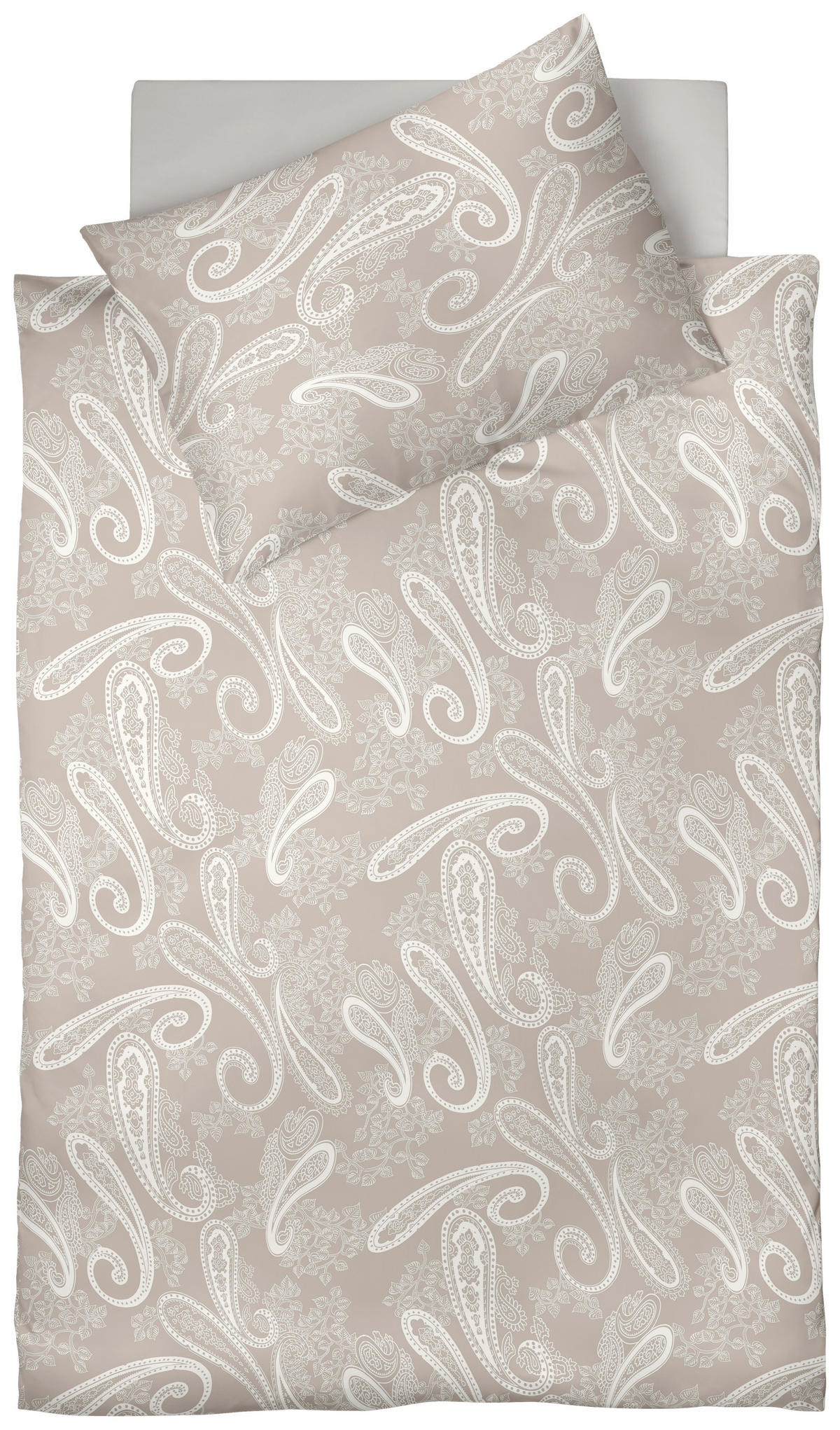 BETTWÄSCHE Makosatin 140/200 cm  - Sandfarben/Weiß, Basics, Textil (140/200cm) - Fleuresse