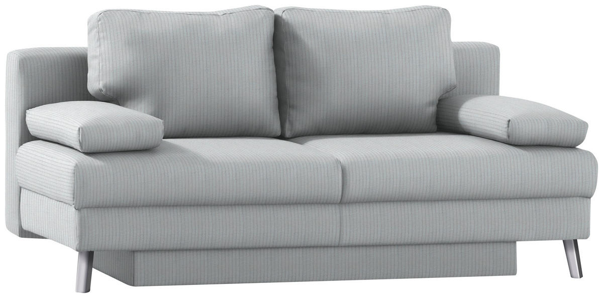 SCHLAFSOFA Cord Hellgrau  - Chromfarben/Hellgrau, Modern, Textil/Metall (194/91/90cm) - Novel