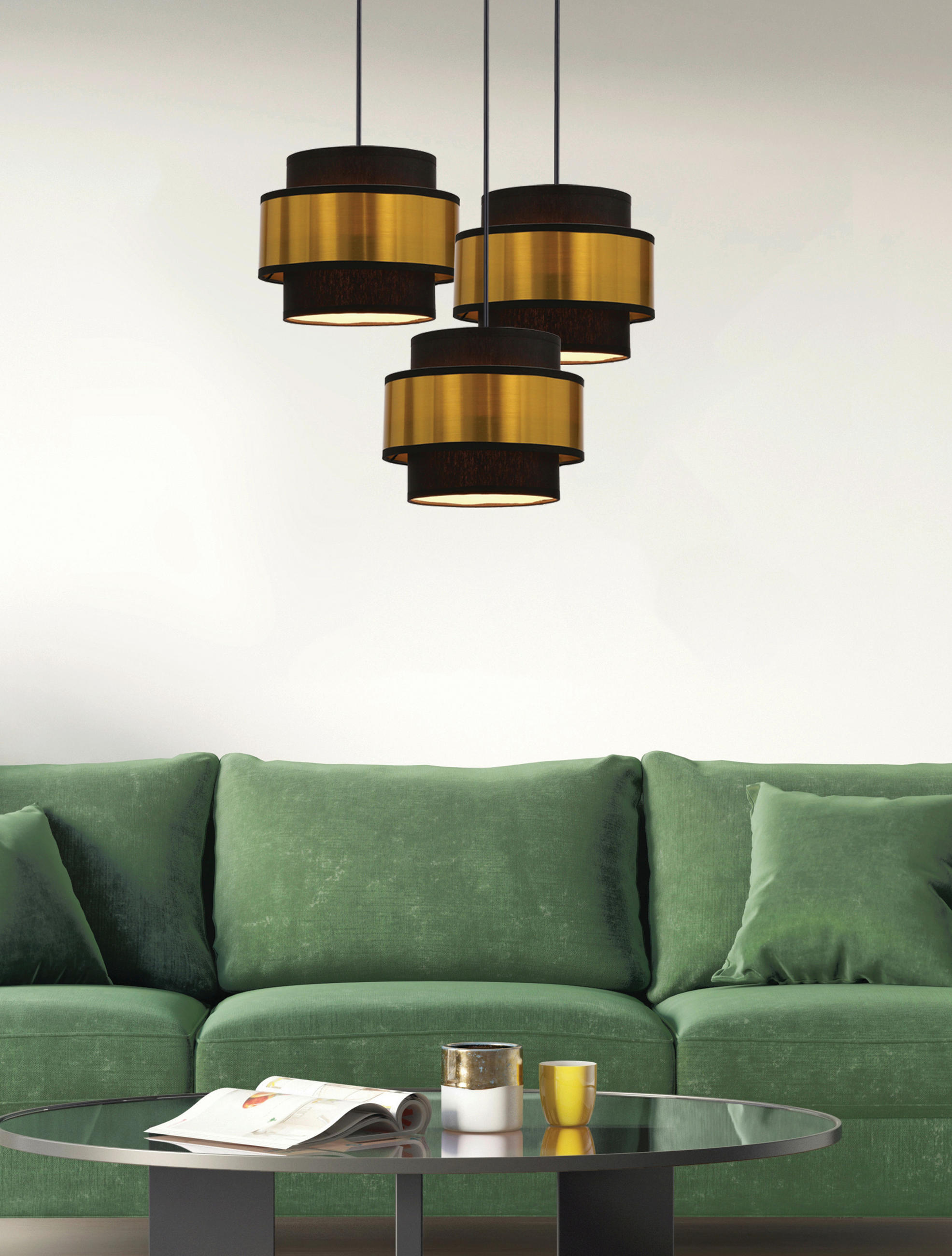 PENDELLEUCHTE 45/45/100 cm  - Goldfarben/Schwarz, Design, Kunststoff/Metall (45/45/100cm)