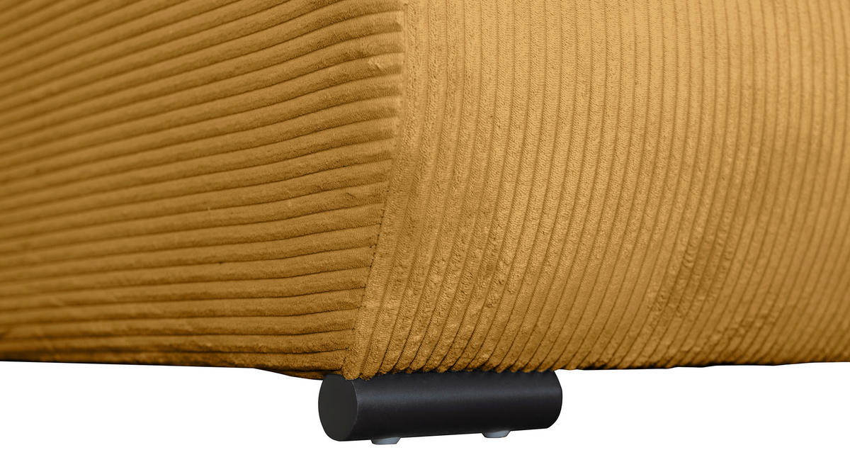 WOHNLANDSCHAFT Currygelb Cord  - Currygelb/Schwarz, KONVENTIONELL, Textil/Metall (191/351/191cm) - Carryhome