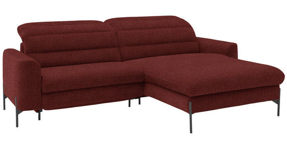 ECKSOFA in Flachgewebe Rot 252/191 cm - Rot/Schwarz, Design, Textil/Metall (252/191cm) - Dieter Knoll