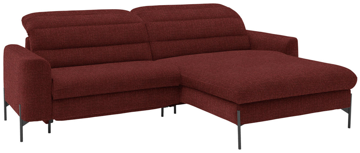 ECKSOFA in Flachgewebe Rot  - Rot/Schwarz, Design, Textil/Metall (252/191cm) - Dieter Knoll