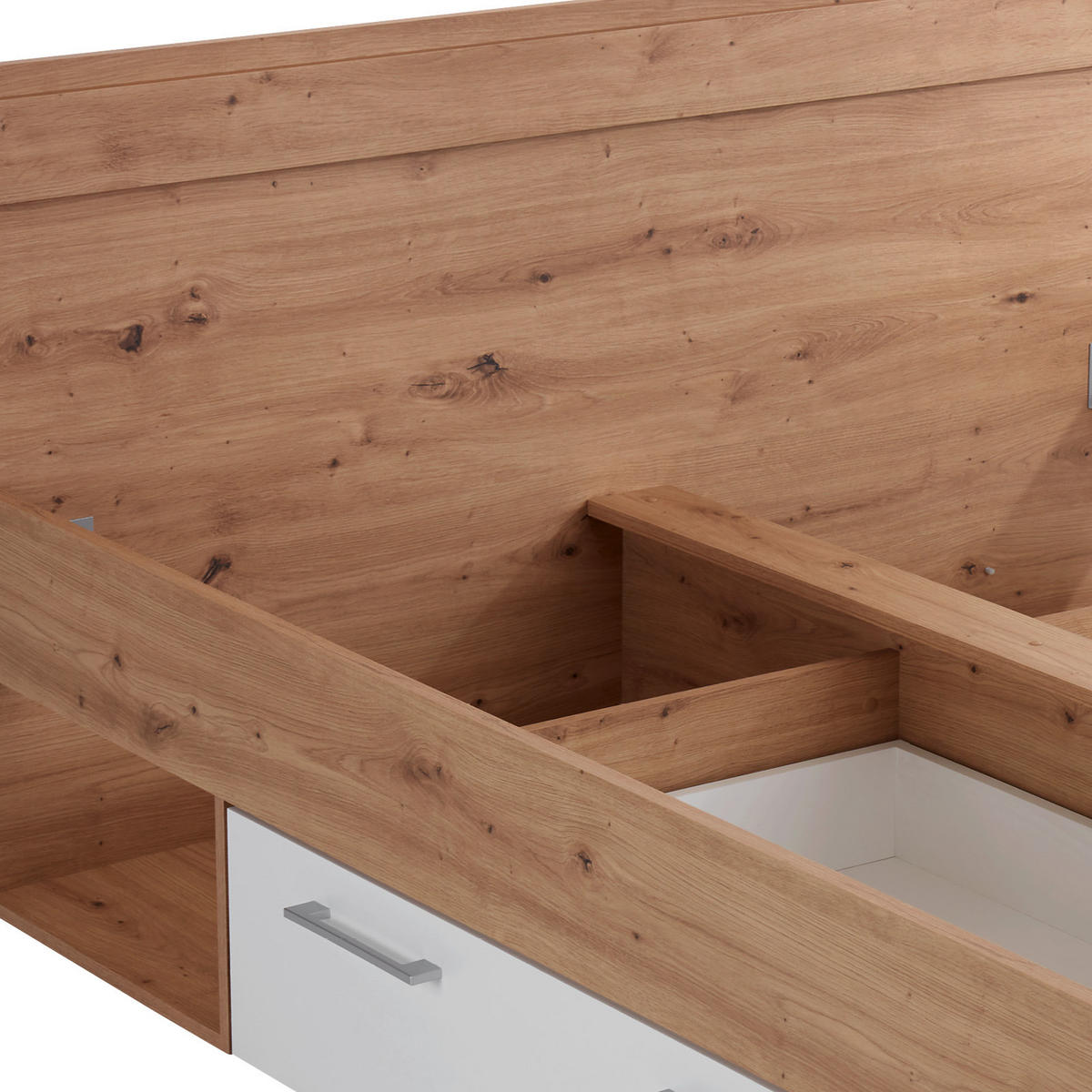 BETT 140/200 cm  in Weiß, Eichefarben  - Eichefarben/Eiche Artisan, MODERN (140/200cm) - Ondega