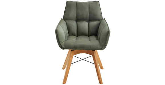 ARMLEHNSTUHL drehbar in Flachgewebe - Eichefarben/Olivgrün, Design, Holz/Textil (61/87/63cm) - Waldwelt