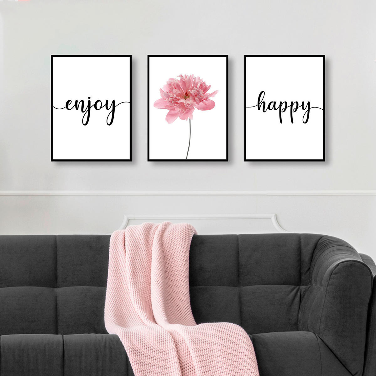 KUNSTDRUCK Text, Blumen 30/40 cm  - Multicolor/Schwarz, Trend, Holzwerkstoff (30/40cm) - Monee