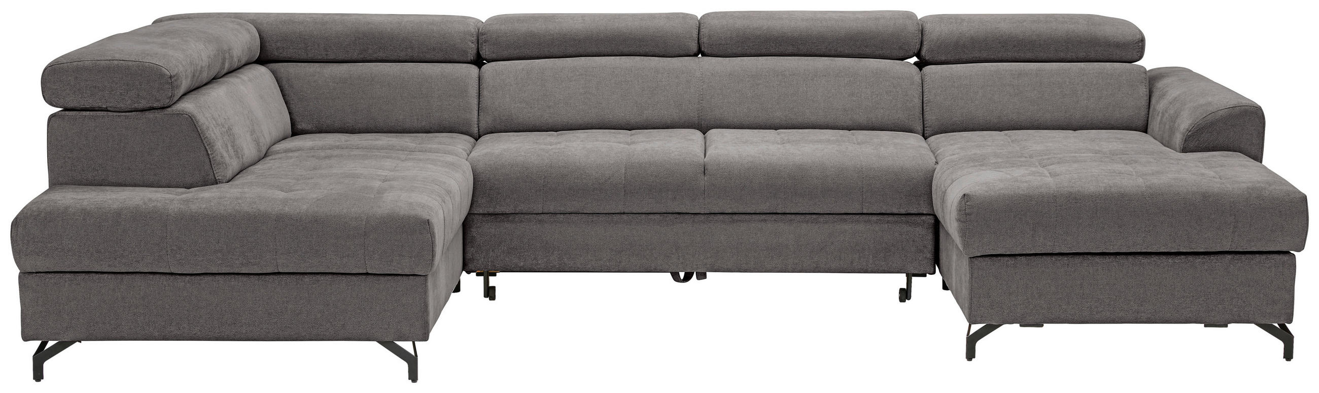 WOHNLANDSCHAFT Anthrazit Struktur  - Anthrazit/Schwarz, Design, Textil/Metall (203/327/177cm) - Stylife