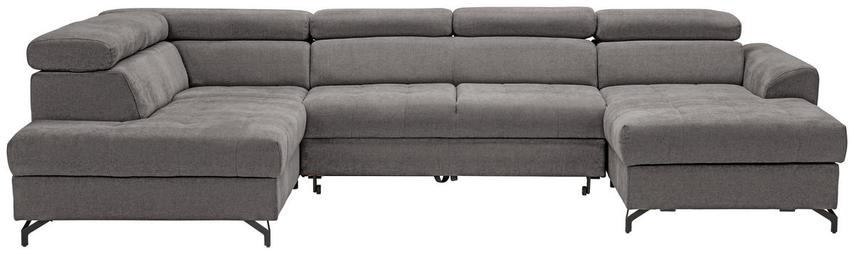 WOHNLANDSCHAFT Struktur Anthrazit  - Anthrazit/Schwarz, Design, Textil/Metall (203/327/177cm) - Stylife