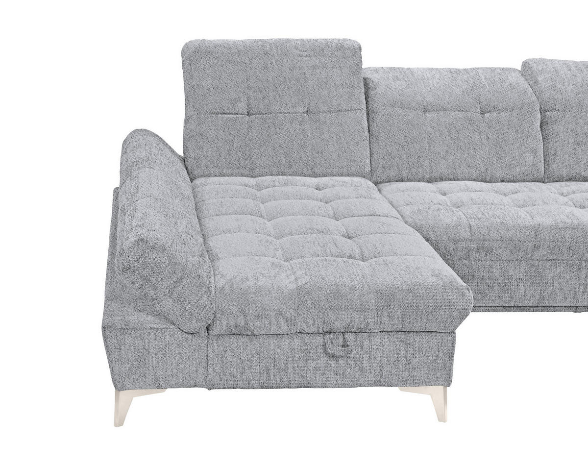 WOHNLANDSCHAFT Mikrovelours Hellgrau  - Kaschmir/Hellgrau, Modern, Kunststoff/Textil (169/348/245cm) - MID.YOU