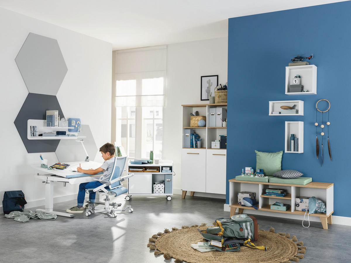 JUGENDDREHSTUHL  in Netzbespannung Silberfarben, Weiß, Hellblau  - Silberfarben/Weiß, Basics, Kunststoff/Textil (54/86-100/54cm) - Paidi