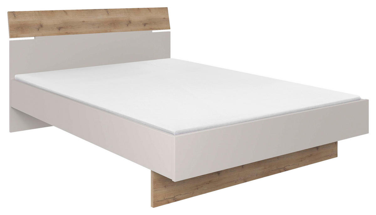 BETT 140/200 cm  in Eichefarben, Sandfarben   - Sandfarben/Eichefarben, Konventionell, Holzwerkstoff (140/200cm) - Hom`in