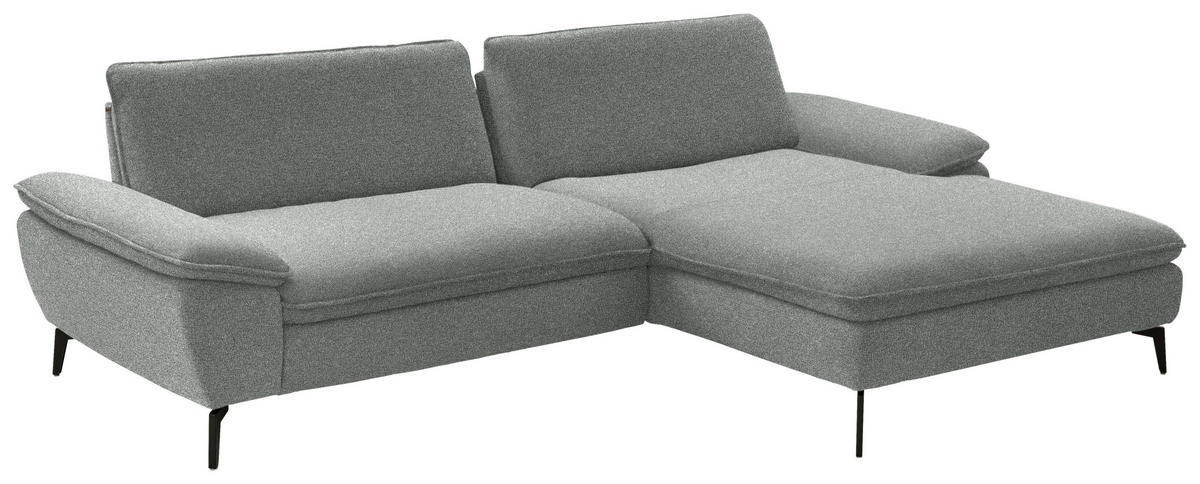 ECKSOFA in Webstoff Grau  - Schwarz/Grau, Design, Textil/Metall (295/197cm) - Valdera