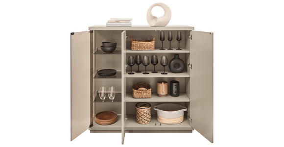 HIGHBOARD Taupe  117/128/38 cm  - Taupe, Design, Glas/Holzwerkstoff (117/128/38cm) - Belluti