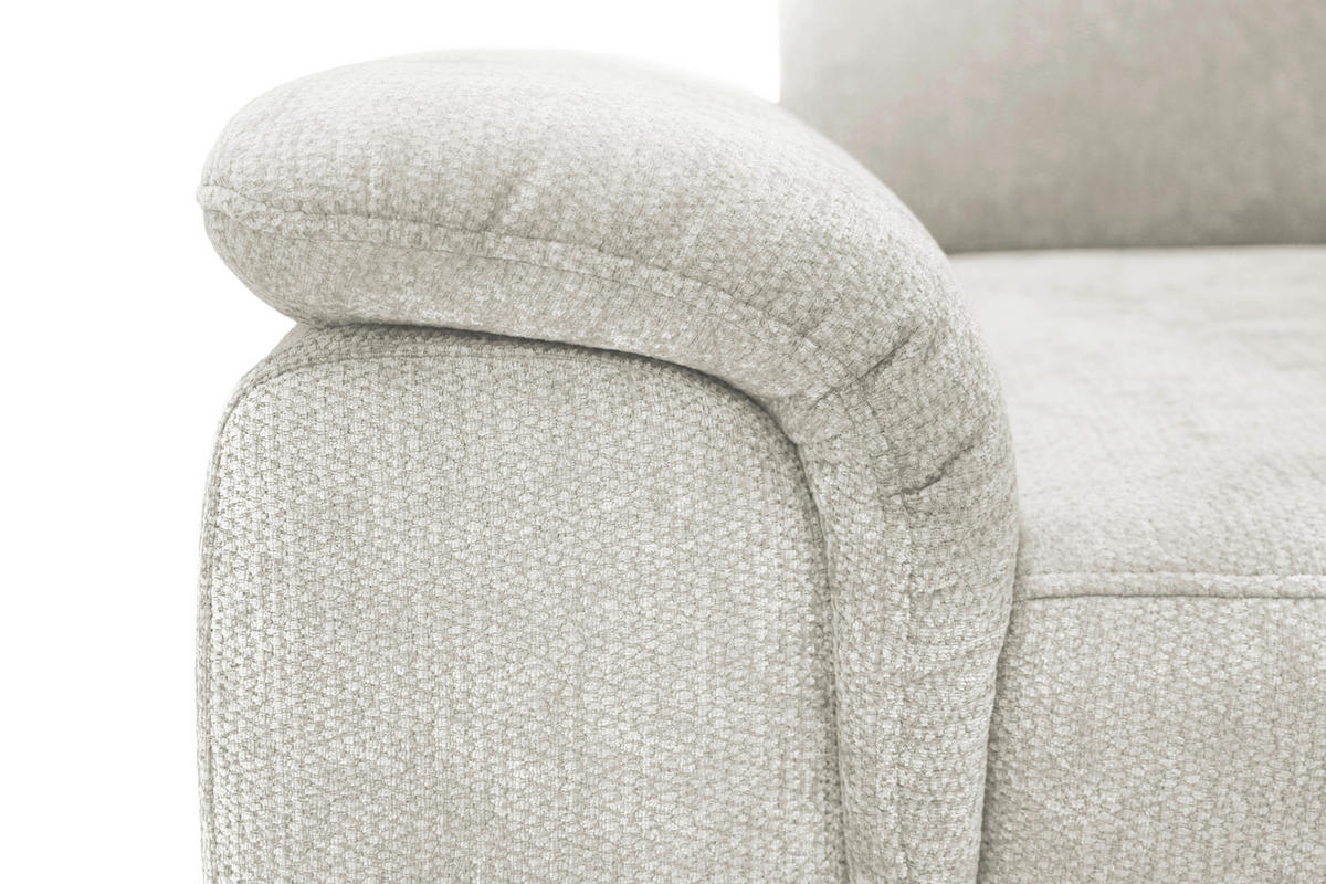 ECKSOFA Elfenbein Chenille Bettkasten, Schlaffunktion, Rücken echt, Kopfteilverstellung, Liegefläche im Originalstoff  - Elfenbein/Schwarz, KONVENTIONELL, Textil/Metall (265/206cm) - Carryhome