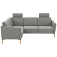 ECKSOFA  in Flachgewebe Hellgrau  189/236 cm  - Eichefarben/Hellgrau, Design, Holz/Textil (189/236cm) - Valnatura