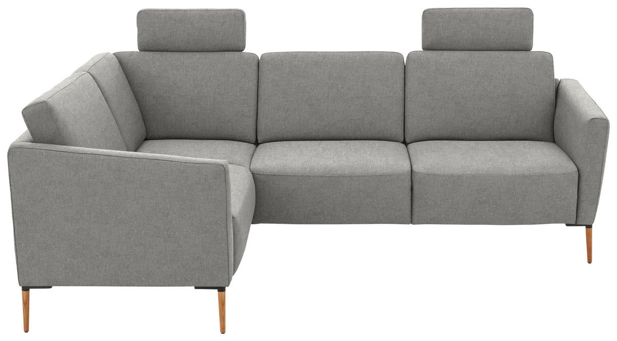 ECKSOFA  in Flachgewebe Hellgrau  189/236 cm  - Eichefarben/Hellgrau, Design, Holz/Textil (189/236cm) - Valnatura
