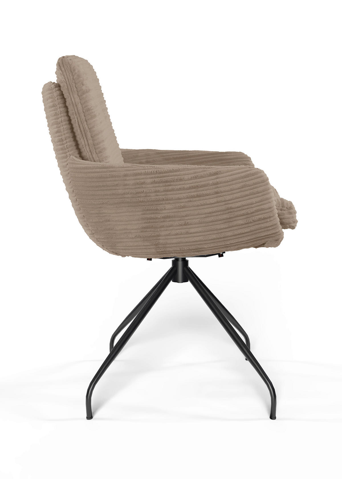ARMLEHNSTUHL  Beinauswahl, Sitzfläche 360° drehbar, Stoff-/Lederauswahl gerippt  Hellbraun  - Hellbraun/Schwarz, Design, Textil/Metall (60/91/62cm) - Valdera