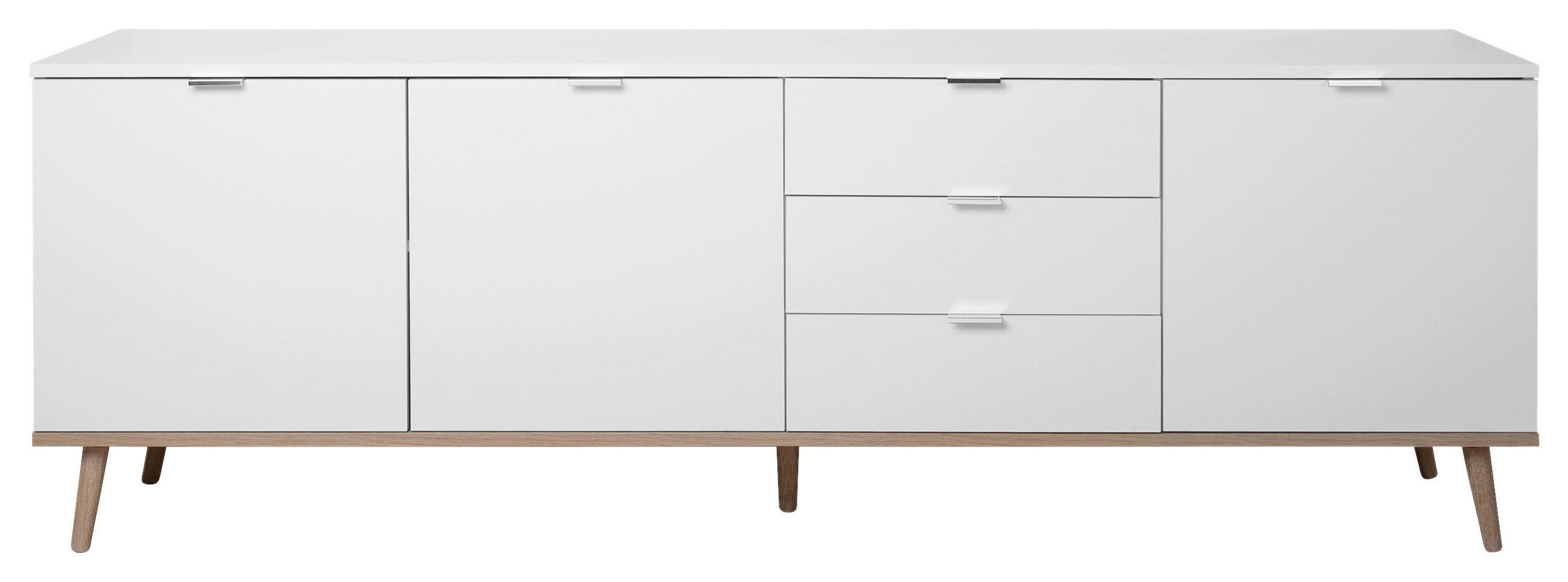 SIDEBOARD 200/68/40 cm  - vit/Sonoma ek, Klassisk, metall/trämaterial (200/68/40cm) - MID.YOU
