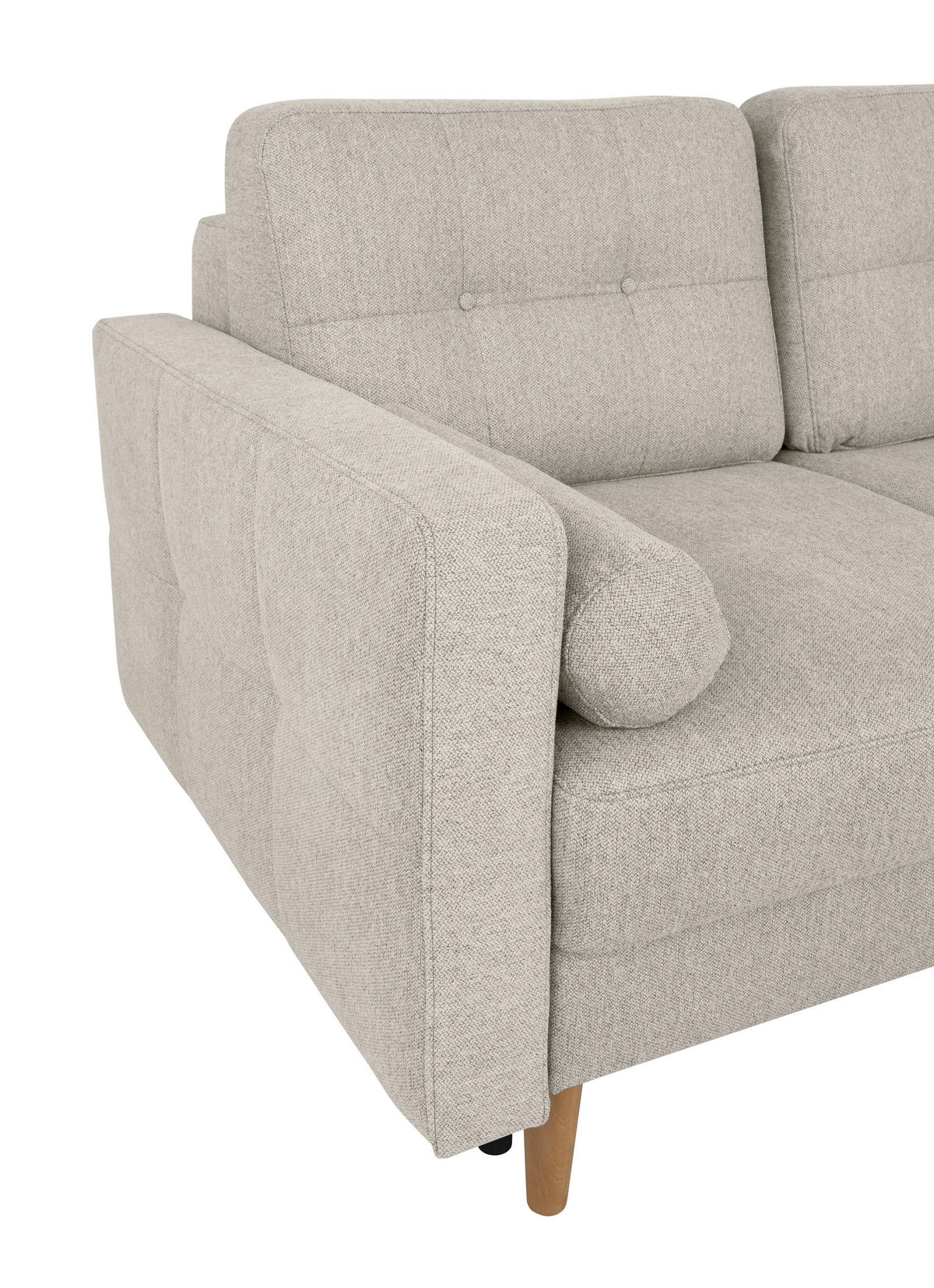 ECKSOFA in Hellgrau  - Buchefarben/Hellgrau, Design, Holz/Textil (223/157cm) - MID.YOU