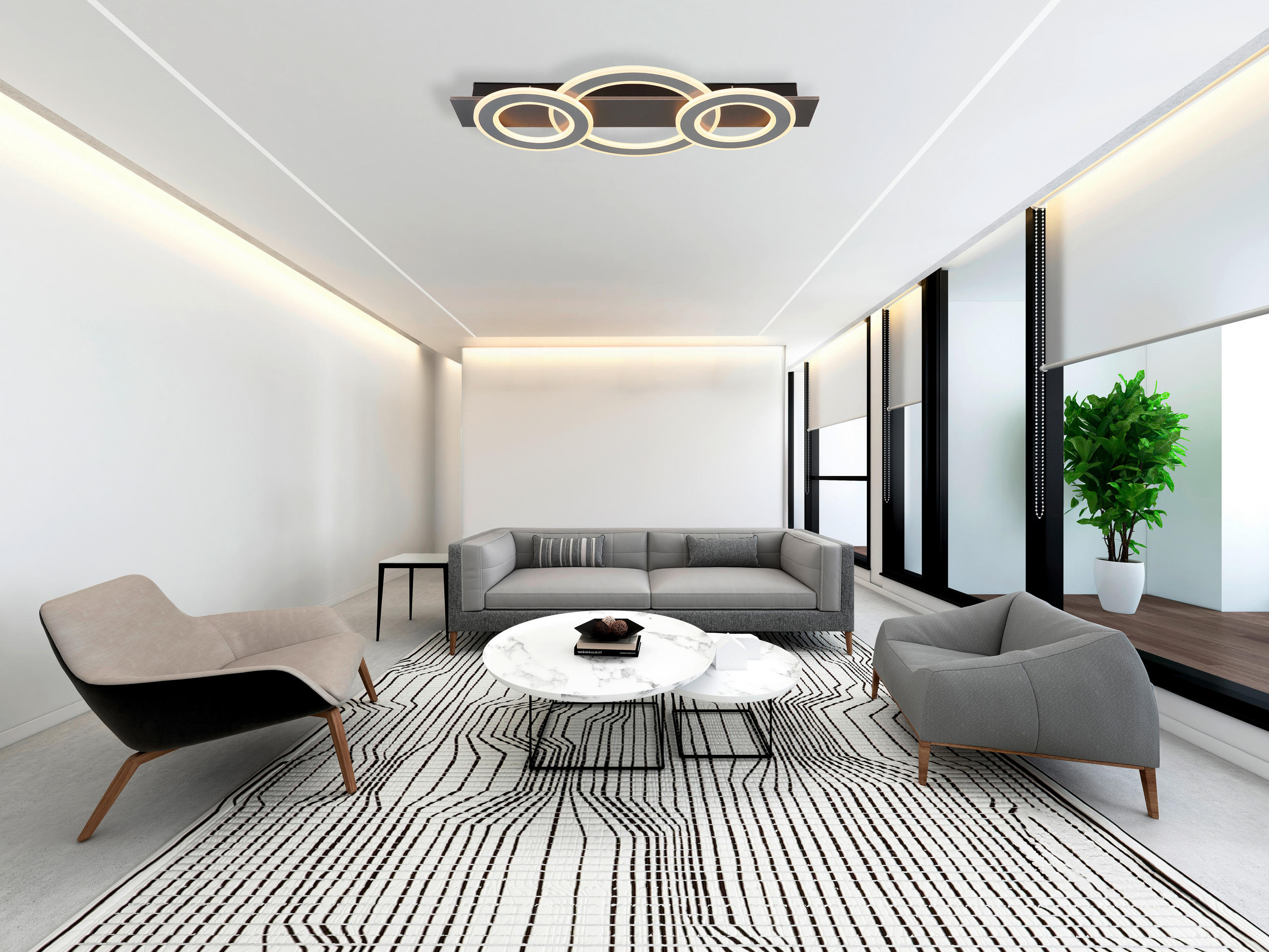 LED-DECKENLEUCHTE    73/35/7 cm  - Anthrazit/Opal, Design, Kunststoff/Metall (73/35/7cm) - Globo