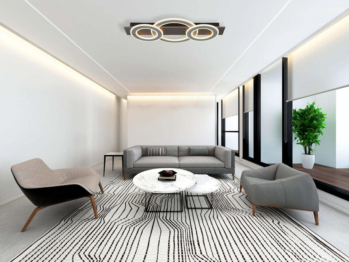 LED-DECKENLEUCHTE    73/35/7 cm  - Anthrazit/Opal, Design, Kunststoff/Metall (73/35/7cm) - Globo