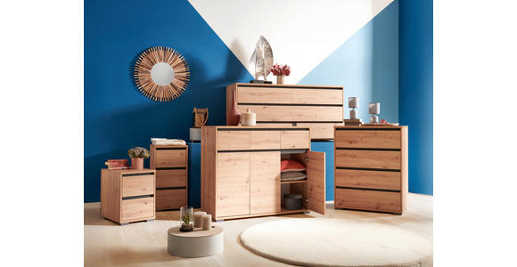 KOMMODE in 80/103/48 cm - Eichefarben/Anthrazit, Design, Holzwerkstoff/Kunststoff (80/103/48cm) - Carryhome