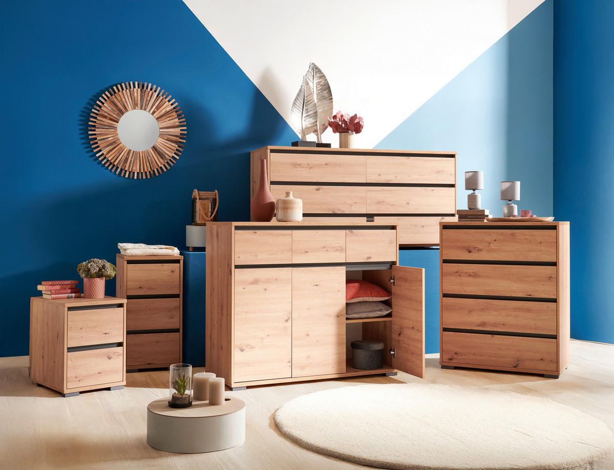 KOMMODE 80/103/48 cm  in Anthrazit, Eichefarben  - Eichefarben/Anthrazit, Design, Holzwerkstoff/Kunststoff (80/103/48cm) - Carryhome