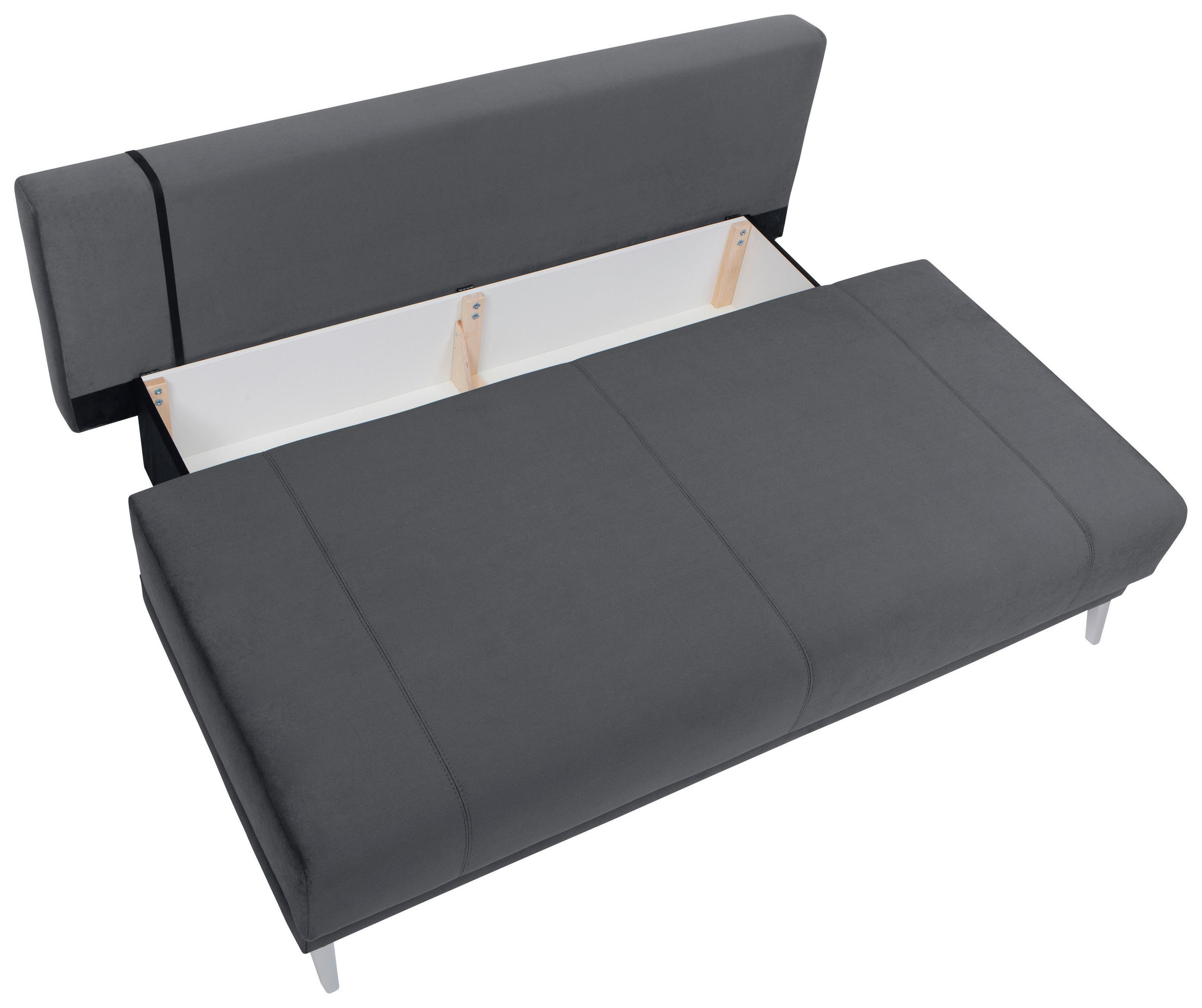 SCHLAFSOFA Velours Anthrazit  - Anthrazit/Silberfarben, KONVENTIONELL, Textil/Metall (198/91/106cm) - MID.YOU