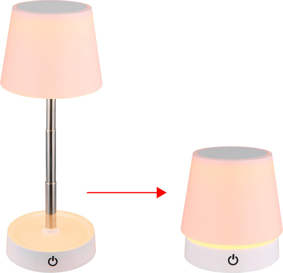 LED-TISCHLEUCHTE - Chromfarben/Weiss, Konventionell, Kunststoff/Metall (10,6/10,5-28cm) - Globo
