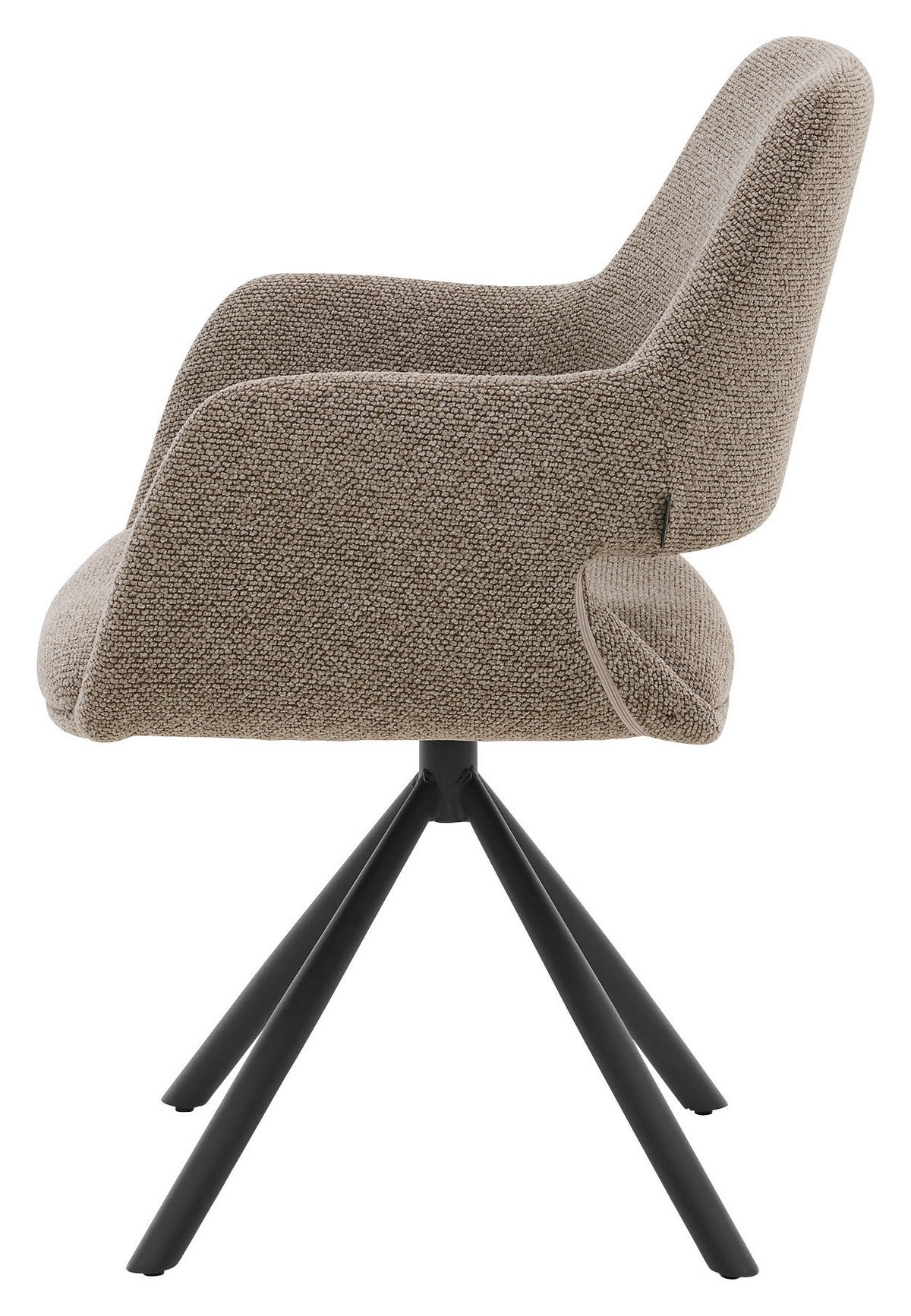 ARMLEHNSTUHL  Stoffauswahl, Sitzfläche 180° drehbar, automatische Rückholfunktion Mikrofaser  - Taupe/Schwarz, Design, Textil/Metall (62/83/62cm) - Musterring