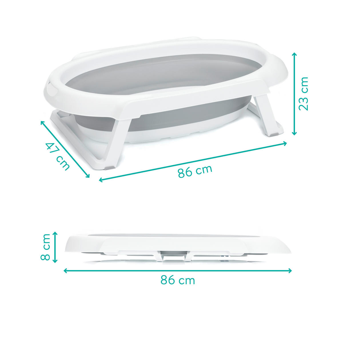 BABYBADEWANNE  - Hellgrau/Weiß, Basics, Kunststoff (21/85/47cm) - Fillikid