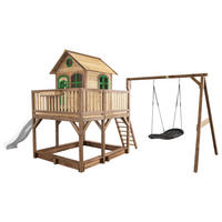 SPIELTURM 613/291/277 cm  - Braun/Weiß, KONVENTIONELL, Holz (613/291/277cm) - Ambia Garden