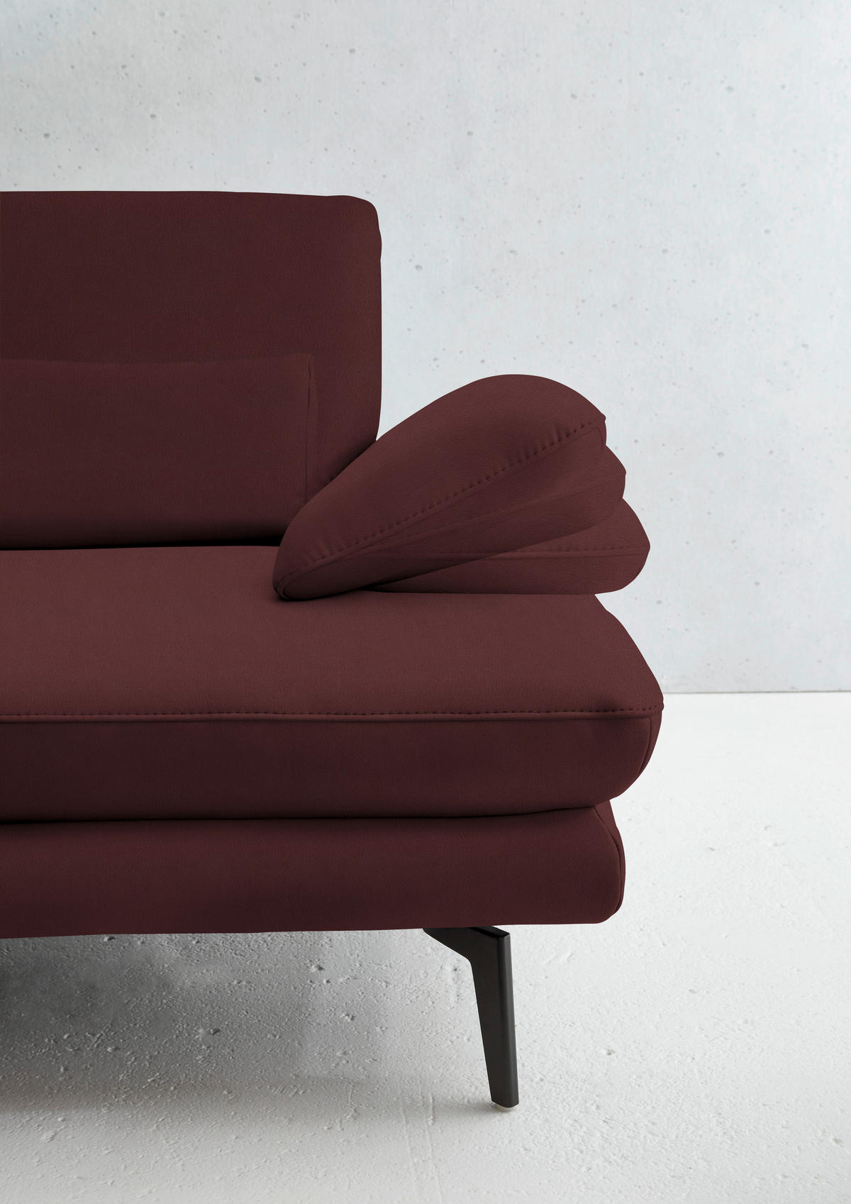 3-SITZER-SOFA in Leder Beere  - Beere/Schwarz, Design, Leder/Metall (222/86/104cm) - Dieter Knoll